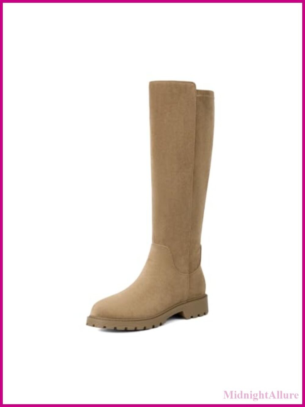 Knit Knee High Boots Rounded Toe Flat Stretchy Tall Long Women